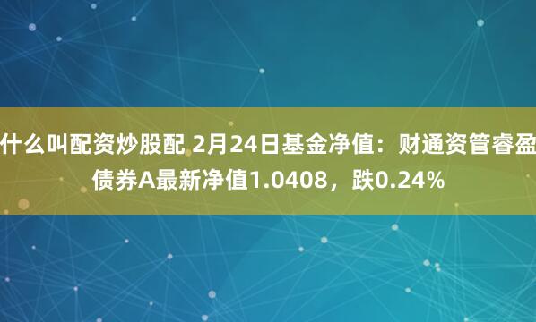 什么叫配资炒股配 2月24日基金净值：财通资管睿盈债券A最新净值1.0408，跌0.24%